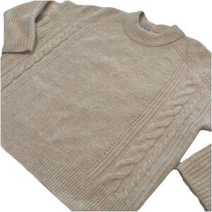 Madewell Cable-Knit Oversized Cropped Cream Oatmeal Sweater Size Large